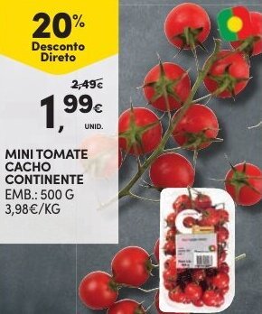 Continente Mini Tomate Cacho Continente 500g promoção