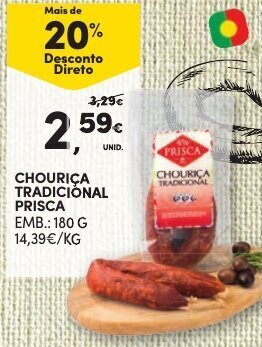 Continente Chouriça Tradicional Prisca 180g promoção
