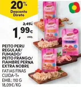 Continente Peito Peru Regular/Fumado/Peito Frango/Fiambre Perna Extra Nobre 110g promoção