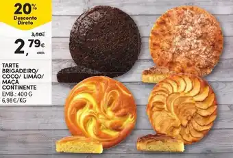 Continente Tarte Brigadeiro/Coco/Limão/Maça Continente 400g promoção