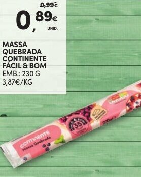 Continente Massa Quebrada Continente Fácil & Bom 230g promoção