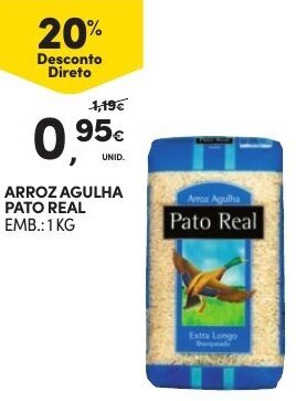 Continente Arroz Agulha Pato Real 1kg promoção