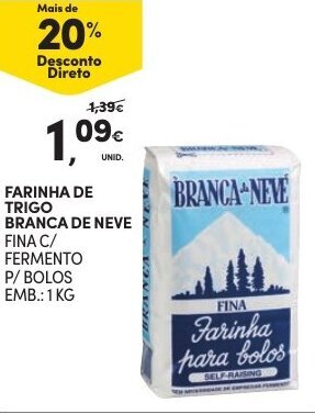 Continente Farinha de Trigo Branca de Neve 1kg promoção