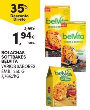 Continente Bolachas Softbakes Belvita 250g promoção
