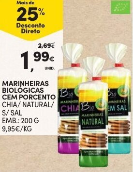 Marinheiras Biológicas Cem Porcento 200g