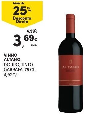 Continente Vinho Altano 75cl promoção