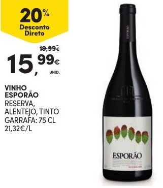 Continente Vinho Esporão 75cl promoção