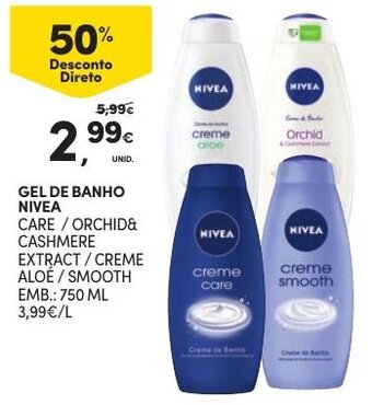 Continente Gel de Banho Nivea 750ml promoção