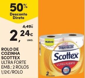 Continente Rolo de Cozinha Scottex 2 Rolos promoção