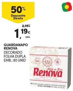 Continente Guardanapo Renova 80 Unid promoção