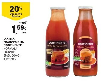 Continente Molho Francesinha Continente 500g promoção