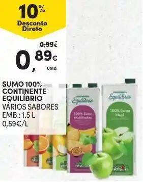 Continente Sumo 100% Continente 1.5L promoção