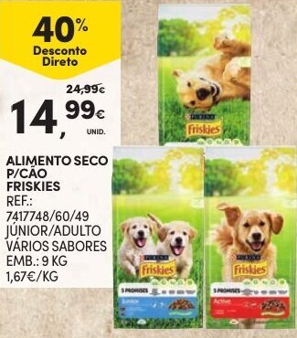 Continente Alimento Seco P/Cáo Friskies 9kg promoção