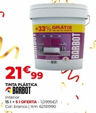 Tinta Plástica Barbot 15L