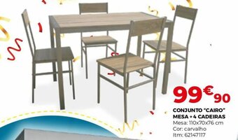 Bricomarché Conjunto "Cairo" Mesa + 4 Cadeiras promoção