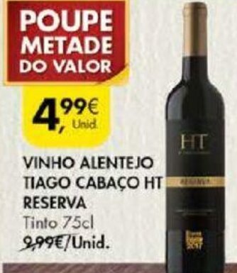 Pingo Doce Vinho Alentejo Tiago Cabaço HT Reserva 75cl promoção