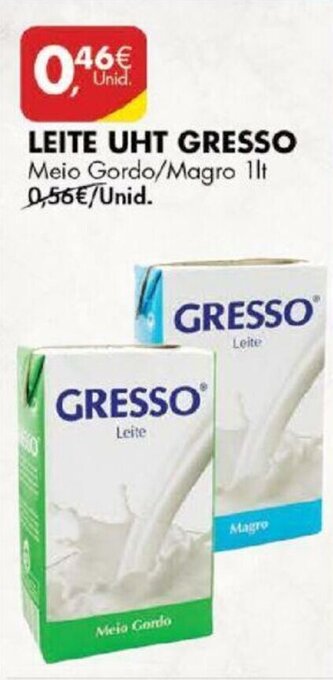 Pingo Doce Leite UHT Gresso 1lt promoção