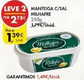 Pingo Doce Manteiga C/Sal Milhafre 250g promoção