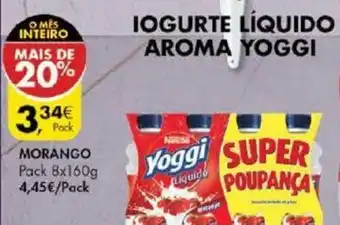 Pingo Doce Iogurte Líquido Aroma Yoggi Morango 8x160g promoção