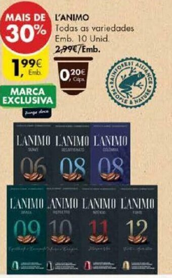 Pingo Doce Cápsulas P/Máquina Nespresso L'animo 10 Unid promoção