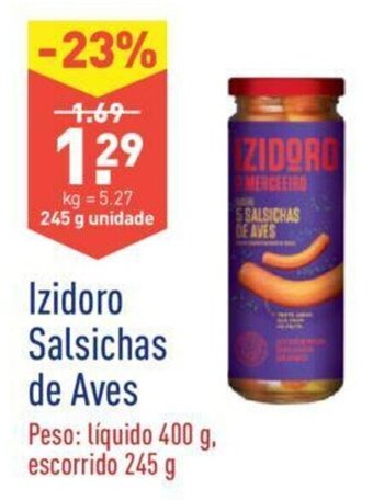 ALDI Izidoro Salsichas de Aves 245g promoção