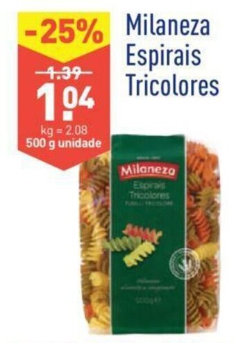 ALDI Milaneza Espirais Tricolores 500g promoção