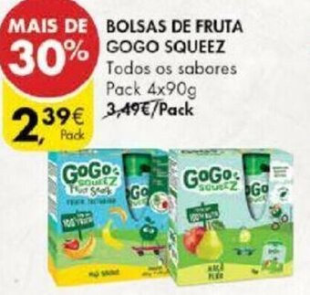 Pingo Doce Bolsas de Fruta GoGo Squeez 4x90g promoção