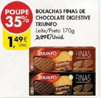 Pingo Doce Bolachas Finas de Chocolate Digestive Triunfo 170g promoção