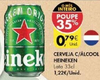 Pingo Doce Cerveja C/ Álcool Heineken 33cl promoção