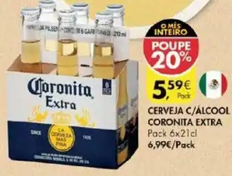 Pingo Doce Cerveja C/ Álcool Coronita Extra 6x21cl promoção