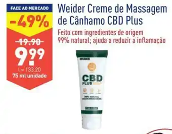 ALDI Weider Creme de Massagem de Cânhamo CBD Plus 75ml promoção