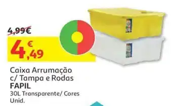 Auchan Caixa Arrumação c/ Tampa e Rodas Fapil 30L promoção