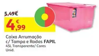 Auchan Caixa Arrumação c/ Tampa e Rodas Fapil 45L promoção