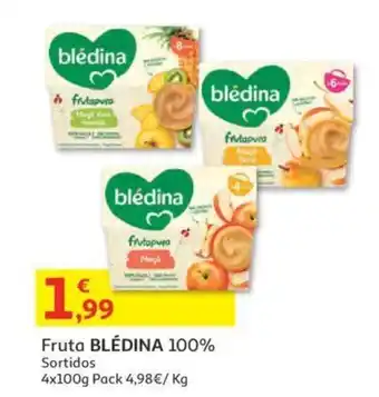 Auchan Pruta Blédina 100% Sortidos 4x100g promoção