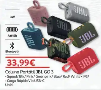 Auchan Coluna Portátil JBL GO 3 promoção