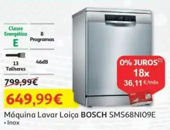 Auchan Máquina Lavar Loiça BOSCH SMS68NI09E promoção