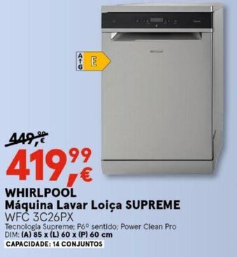 Worten WHIRLPOOL Máquina Lavar Loiça SUPREME promoção
