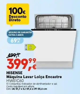 Worten HISENSE Máquina Lavar Loiça Encastre promoção