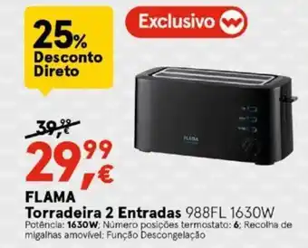 Worten FLAMA Torradeira 2 Entradas promoção