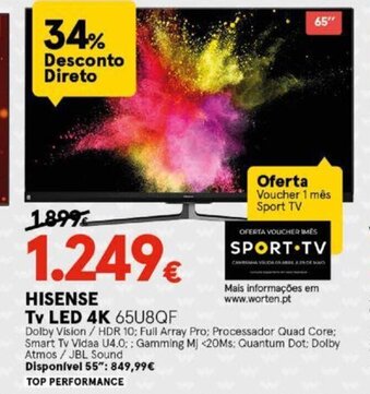 Worten HISENSE Tv LED 4K promoção