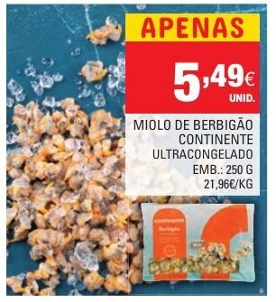 Continente Miolo de Berbigão Continente 250g promoção