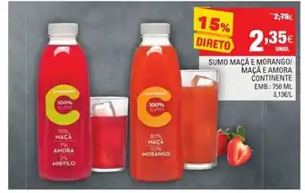 Continente Sumo Maçã e Morango/ Maçã e Amora Continente 750ml promoção
