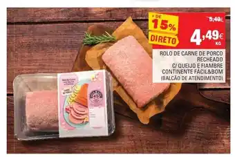 Continente Rolo de Carne de Porco Recheado promoção