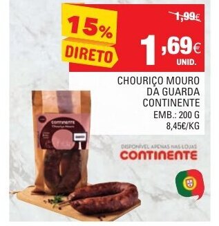 Continente Chouriço Mouro da Guarda Continente 200g promoção