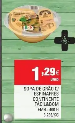 Continente Sopa de Grão C/ Espinafres Continente 400g promoção