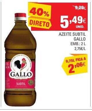 Continente Azeite Subtil Gallo 2L promoção