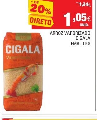 Continente Arroz Vaporizado Cigala 1kg promoção