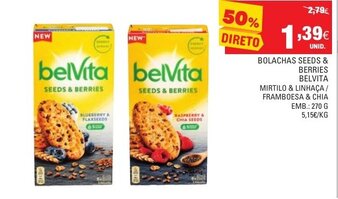 Continente Bolachas Seeds & Berries Belvita 270g promoção