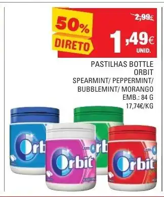 Continente Pastilhas Bottle Orbit 84g promoção