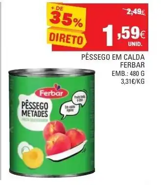 Continente Pêssego em Calda Ferbar 820g promoção